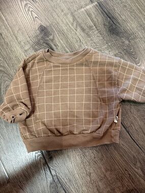 Easy Peasy Boys Brown Grid Print Baby Sweatshirt 3-6M